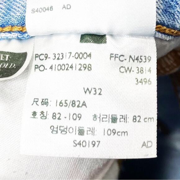 LEVI's 501 High Rise Raw Hem Rigid Denim Jeans Luxor Edge 32 Festival Music - Picture 8 of 9